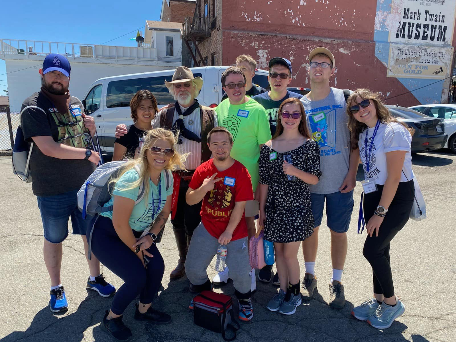 Friends posing together on a community outing
