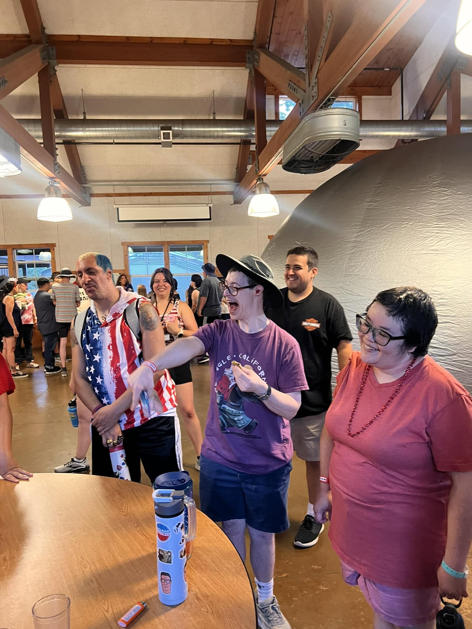 Campers celebrating in red, white and blue