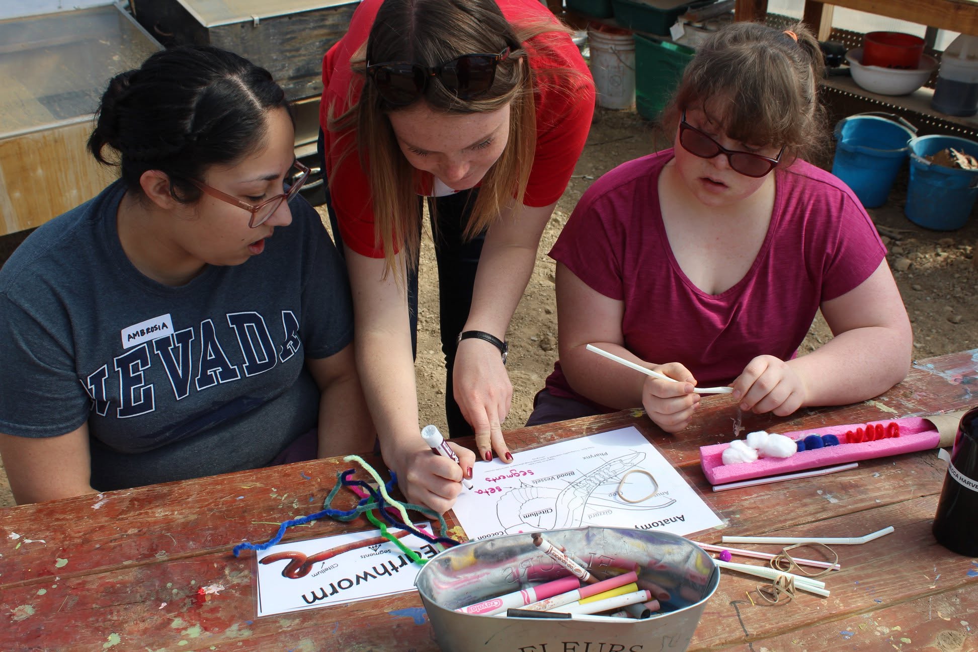 Participants doing a seed-planting activity
